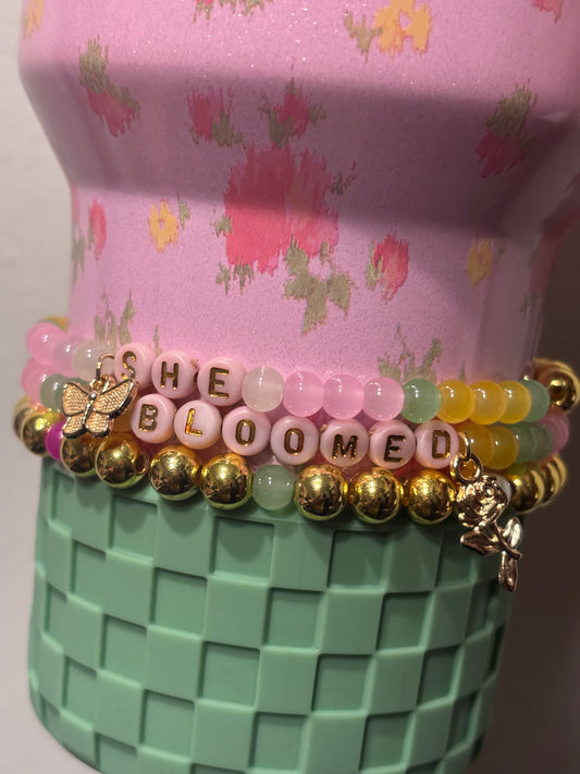 She Bloomed Bracelet Stack